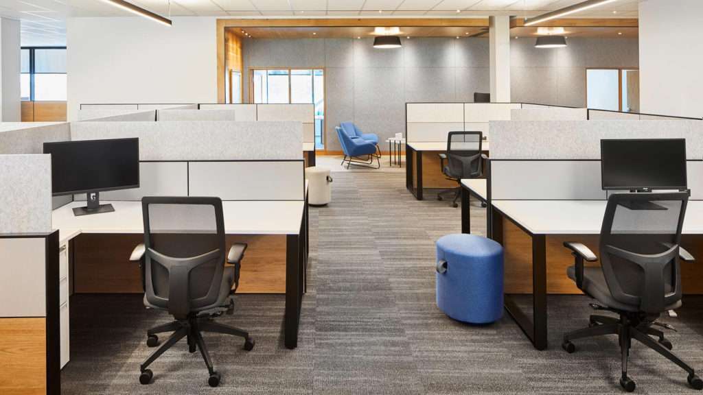 Open-plan office workstations