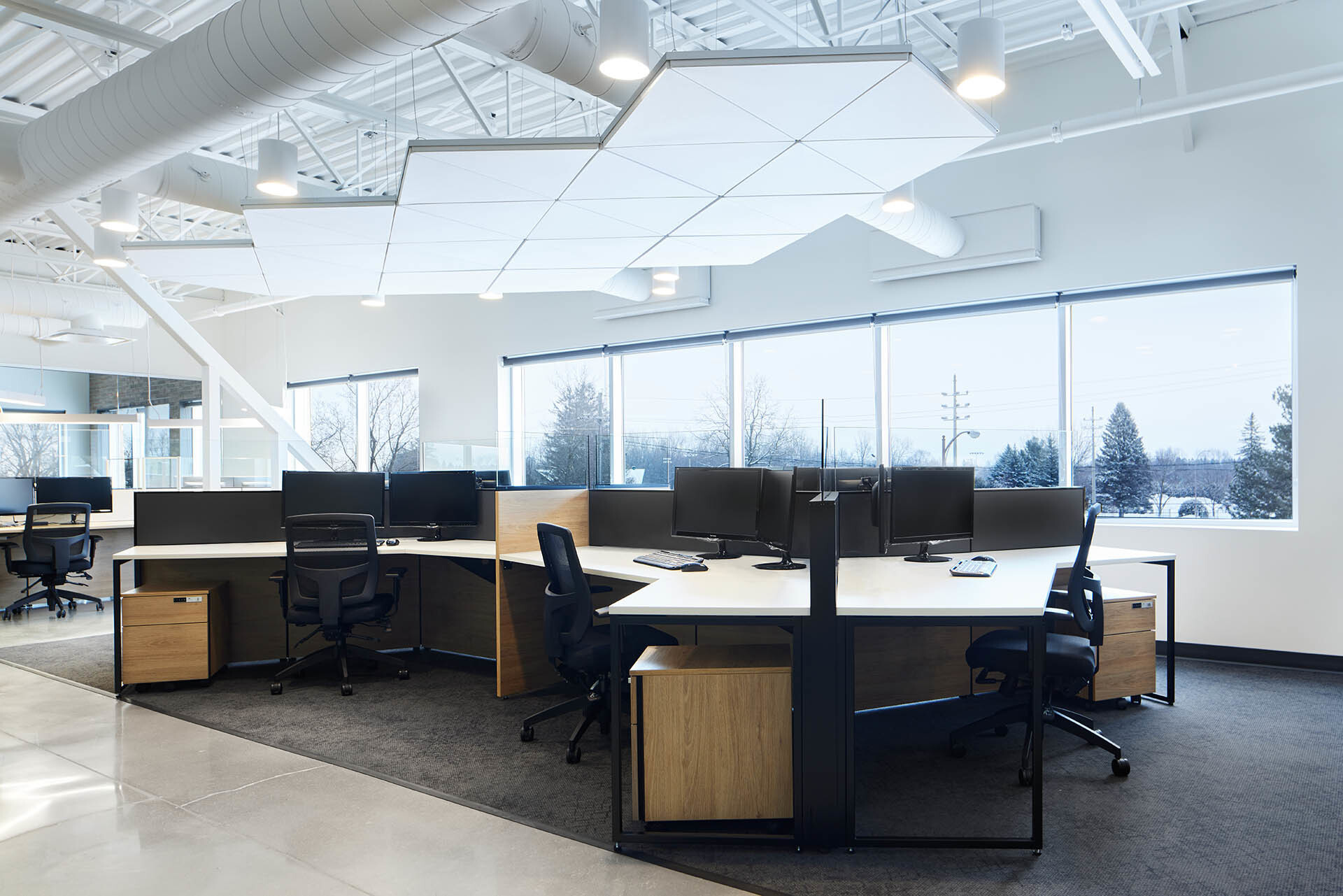 Growing office with team workstations